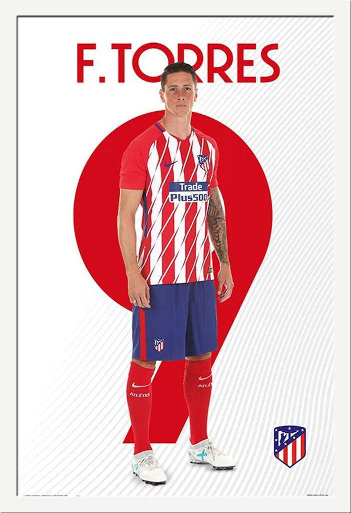 Poster Atletico Madrid Torres 17/18 con Cornice Bianca Maxi Shinsuke
