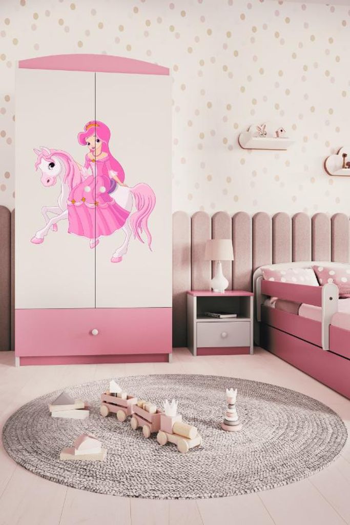 Kinderkleiderschrank Babydreams Drehtürenschrank Kleiderschrank Prinzessin II Hellrosa