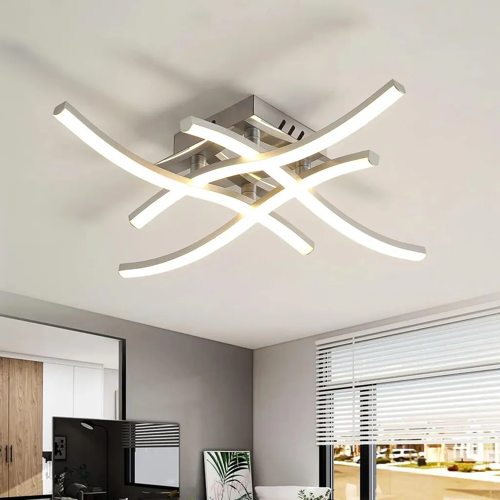 Luminaire de plafond LED design argenté pour salon et salle à manger