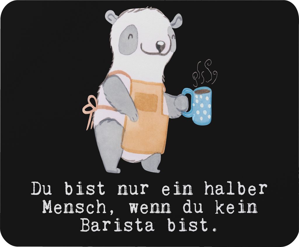 Mr. & Mrs. Panda Mousepad Barista Herz - Schwarz - Geschenk, Ausbildung, mousematte, pc mauspad, Mouse Pad, laptop, Kaffee