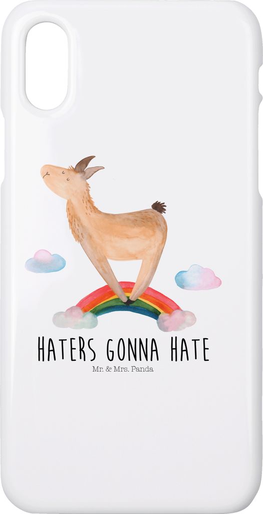 Mr. & Mrs. Panda Iphone 10 Handyhülle Lama Regenbogen - Weiß - Geschenk, Handy, Lamas, Selbstständig, Cover, Haters Gonna Hate, Hülle, X, Freiheit