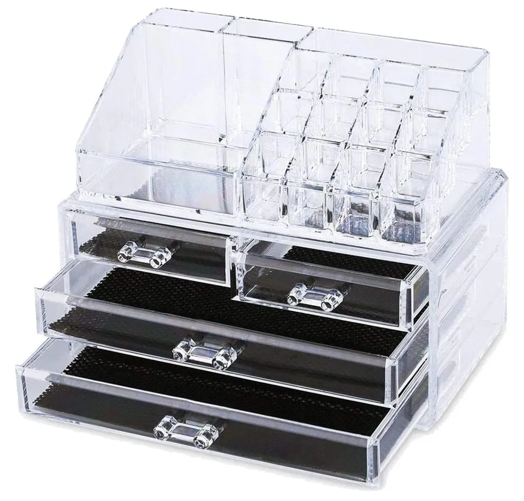 Rangement maquillage transparent 4 tiroirs - Design acrylique modulable