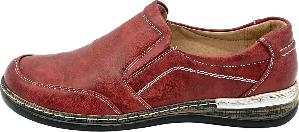 Venustein Damen Mokassins Halbschuhe Slipper 9528, Rot, Größe 37