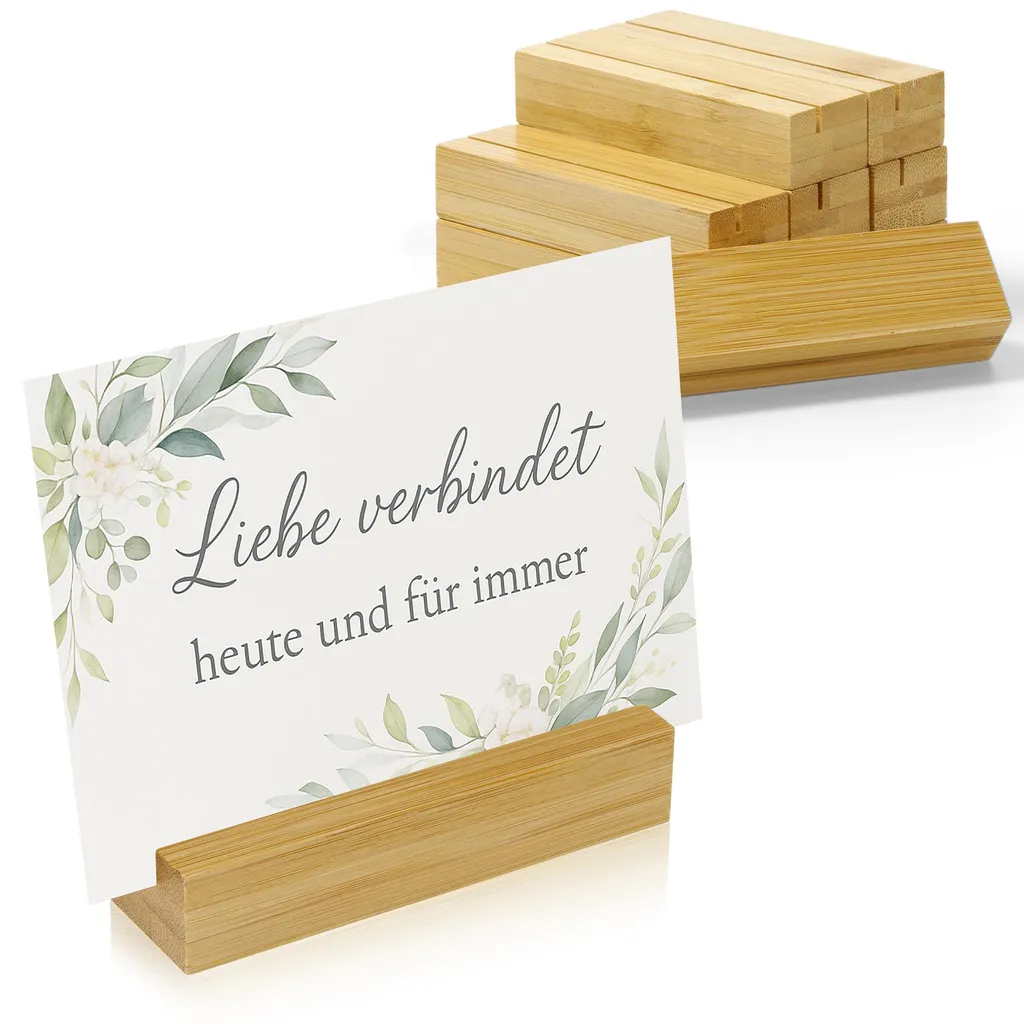 Supports numéros de table en bois 10 pièces finition bambou naturel
