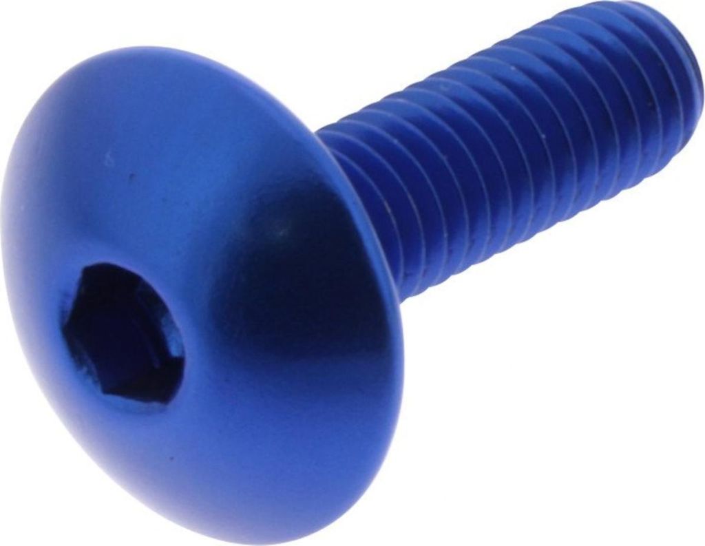 Linsenschraube JMP Bolt M6x1,00mm 20mm Aluminium blau