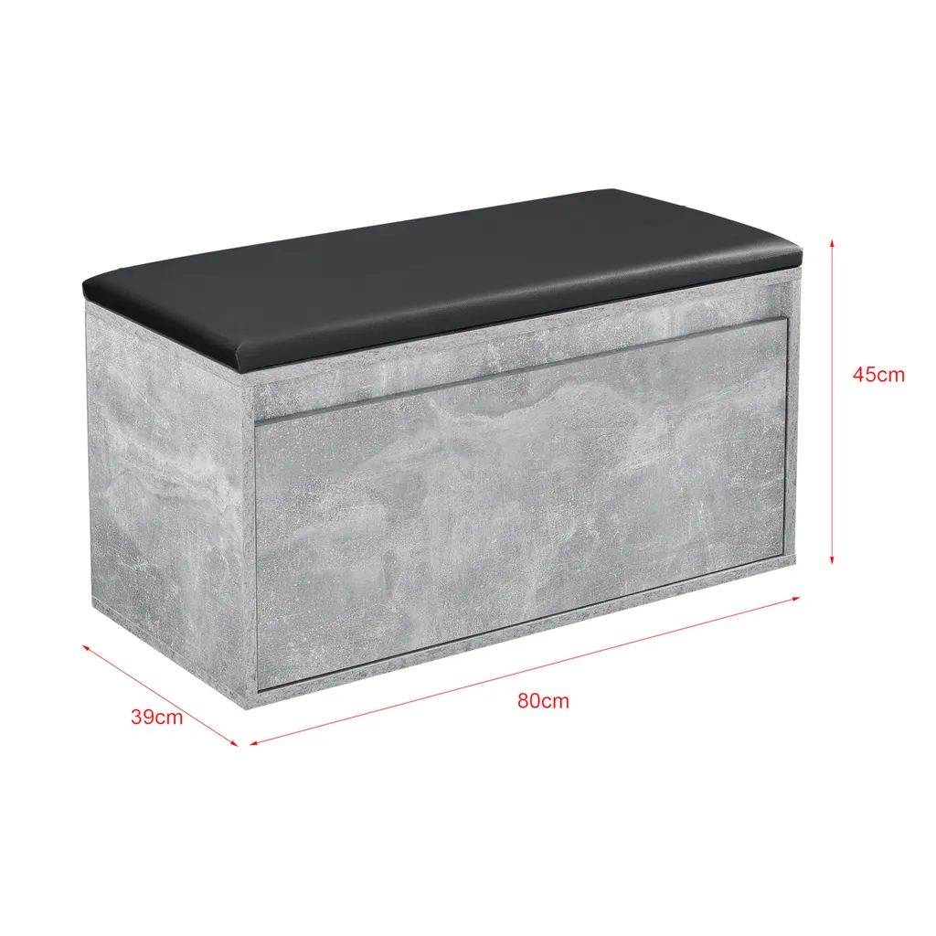 Banc de rangement aspect béton et noir 80 cm Degerfors avec tiroir chic - 3