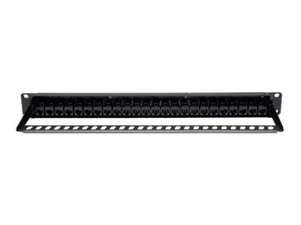 Panneau de brassage 24 ports traversant Cat6 pour rack 19 pouces 1U