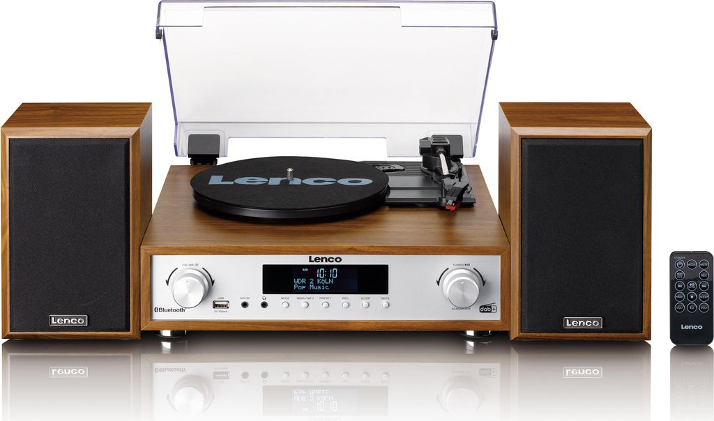 Lenco MC-160WD - HiFi Stereoanlage mit Plattenspieler, DAB+/FM-Radio und Bluetooth - Holz