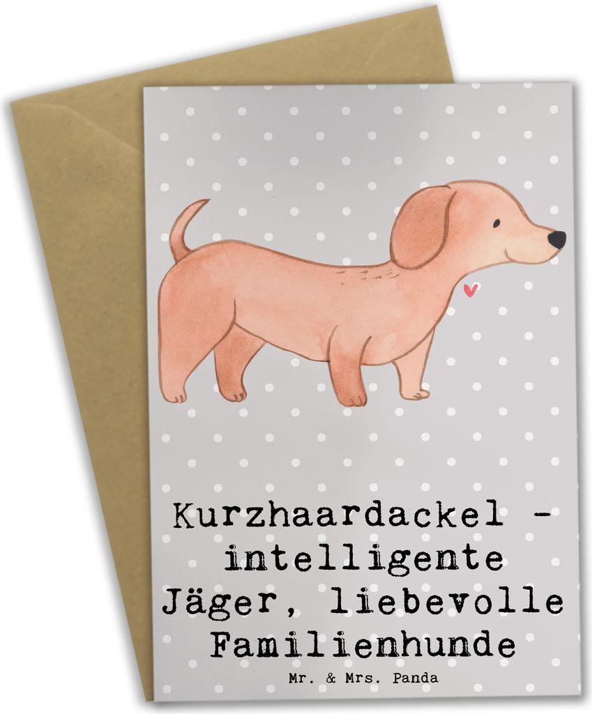 Mr. & Mrs. Panda Klappkarte Kurzhaardackel Liebe - Grau Pastell - Geschenk, Glückwunschkarte, treue Begleiter, Dackel, Durchsetzungskraft, osterka...