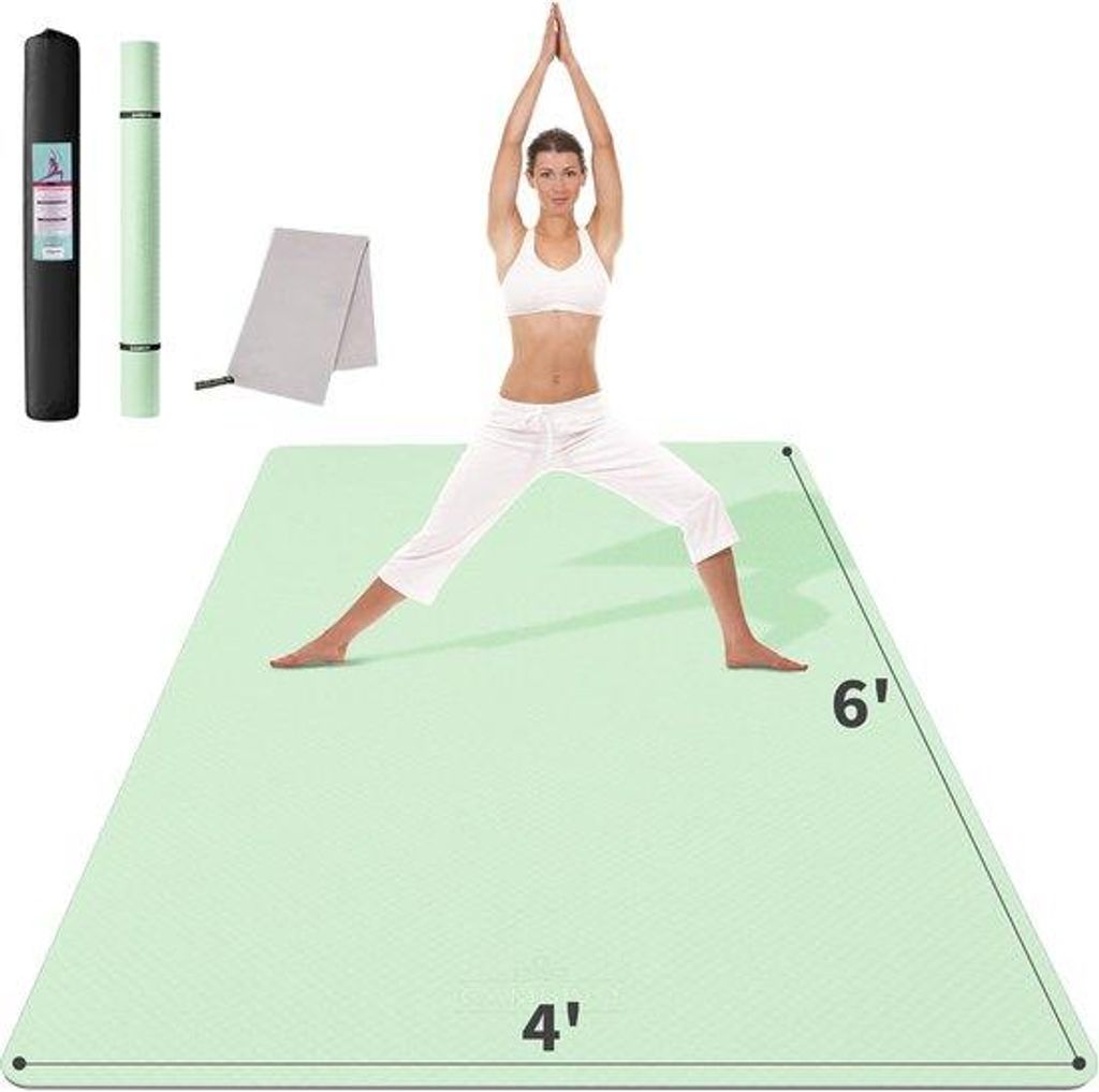Grosser Yogamat, 183 cm x 122 cm x 6 mm, TPE-Sportmat, antislip, für Pilates, Heimtraining, Workoutmat
