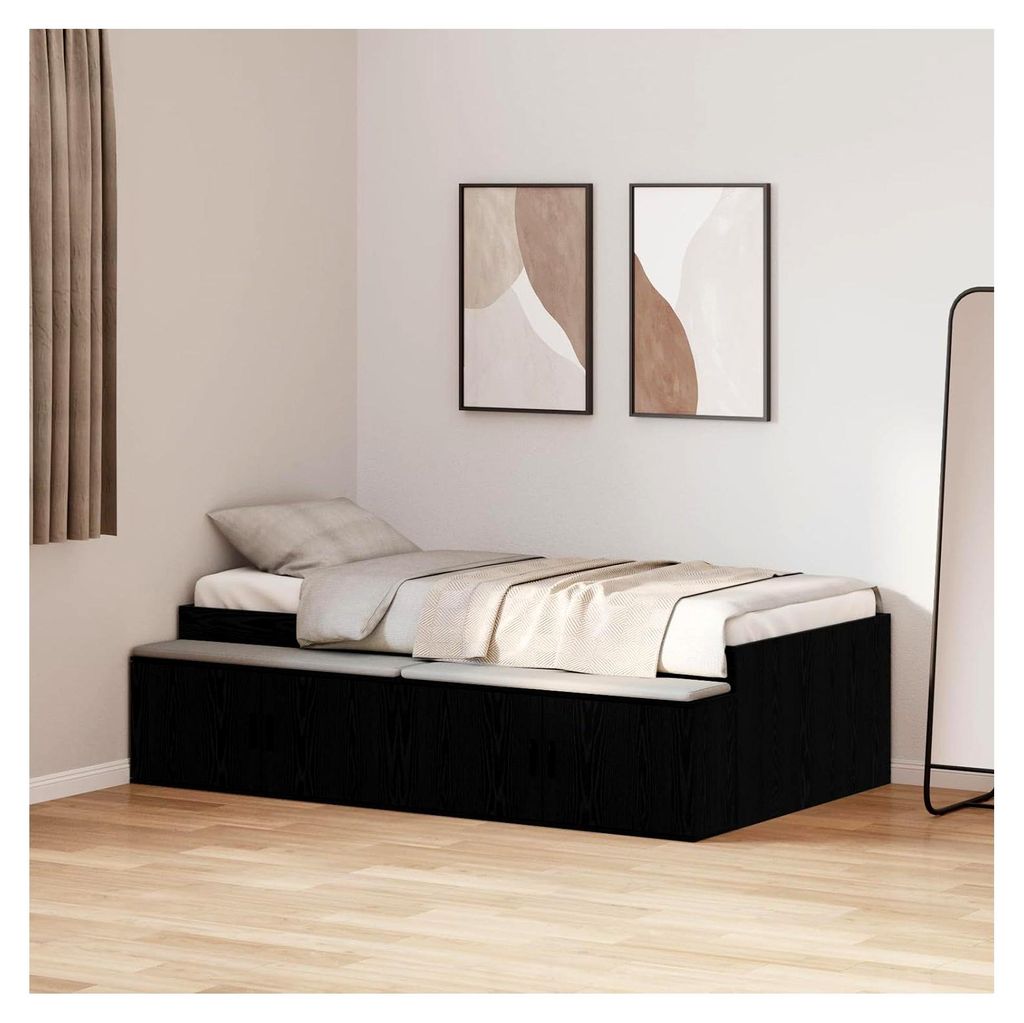 Bettgestell schwarz Eiche 80x200 cm