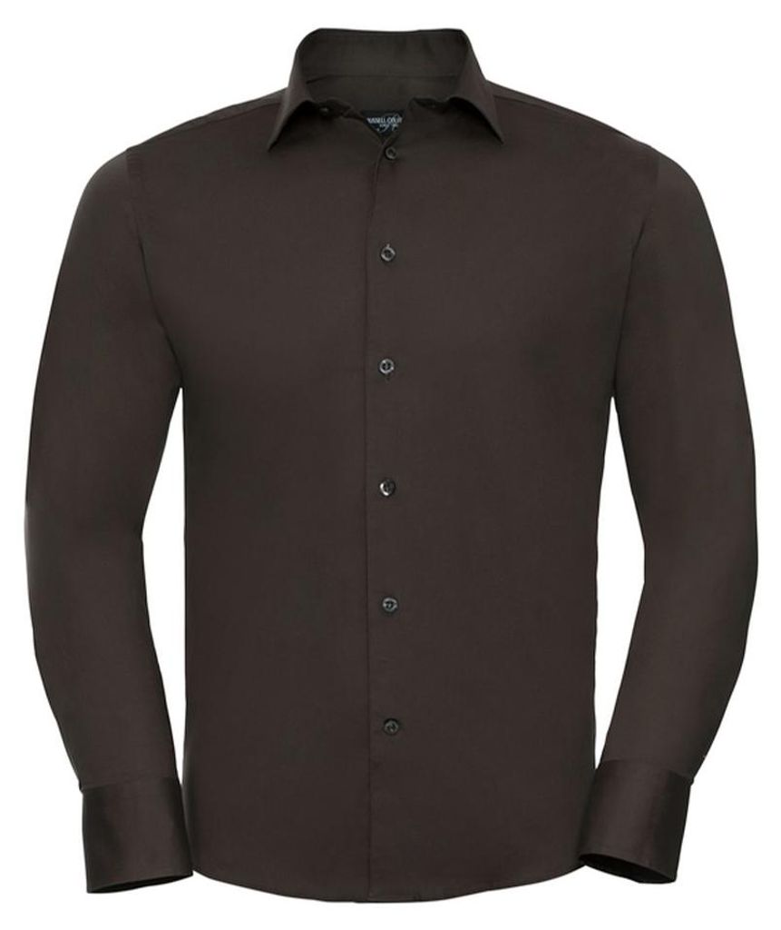 Russell Collection - Hemd für Herren Langärmlig LT3683 (M) (Schokolade)
