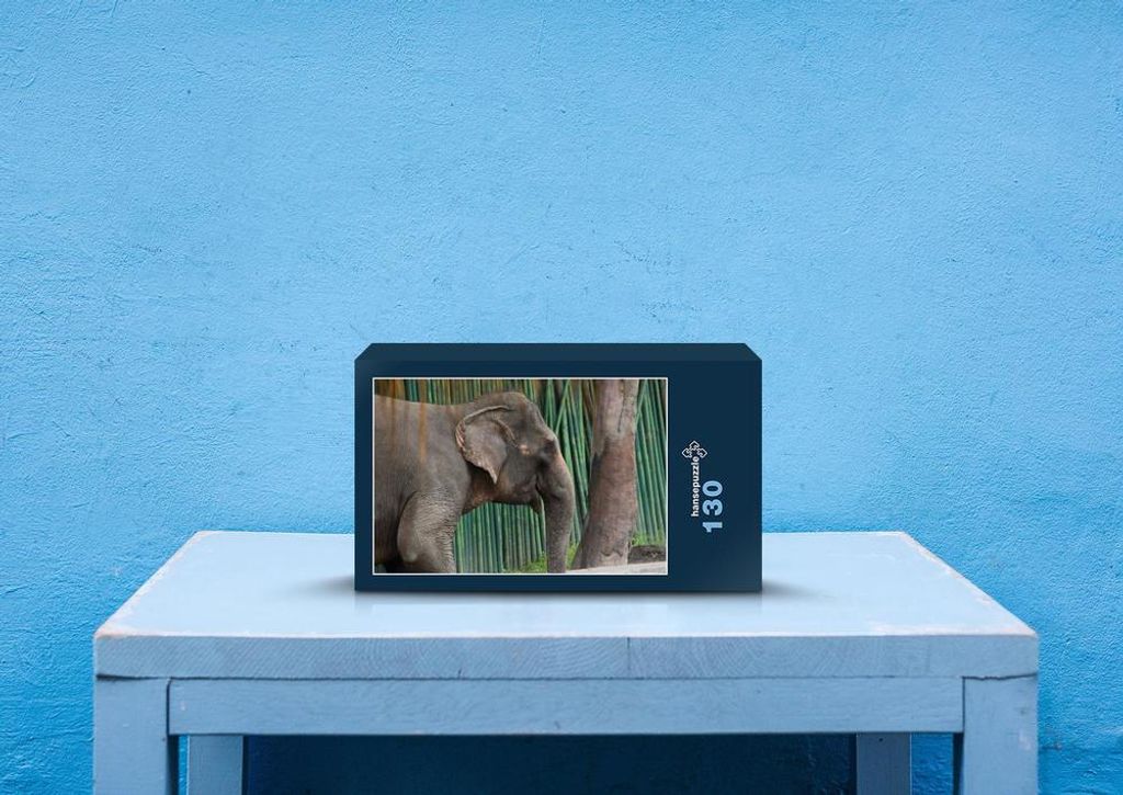 hansepuzzle 86924 - Elefant Puzzle, 130 Teile, Tierwelt, 28,7 x 20,0cm mit hochwertiger Aufbewahrung, Kartonbox und wiederverschließbarem Beutel