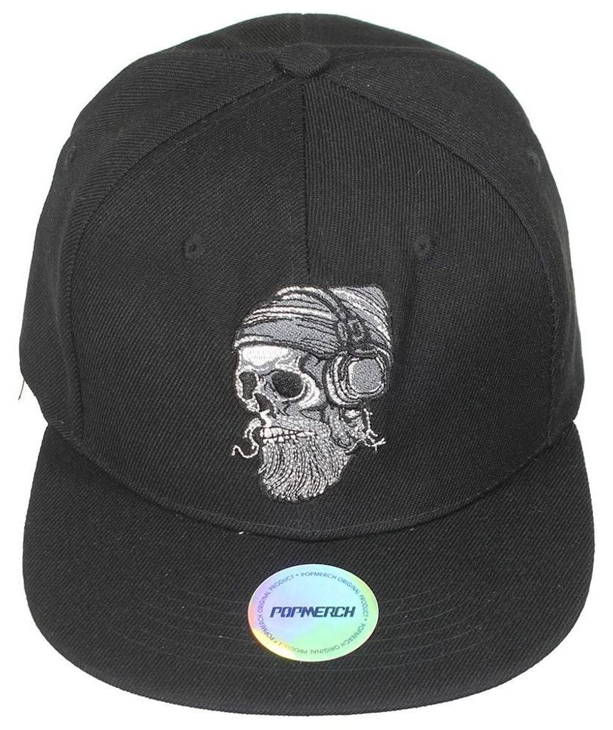 Biker Totenkopf mit Bart und Kopfhörer Snapback Cap