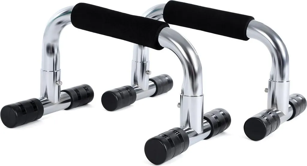 Poignées de pompes ergonomiques en acier avec grips confort antidérapants
