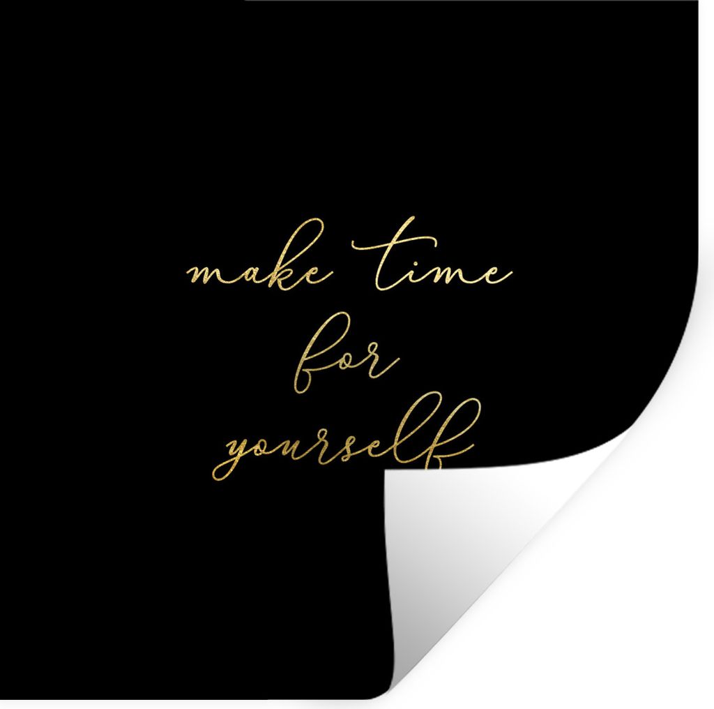 MuchoWow Wandtattoo Wandsticker Wandaufkleber Zitat - Selfcare - Gold - Schwarz 80x80 cm Selbstklebend und Repositionierbar - Wierderverwendbar -...