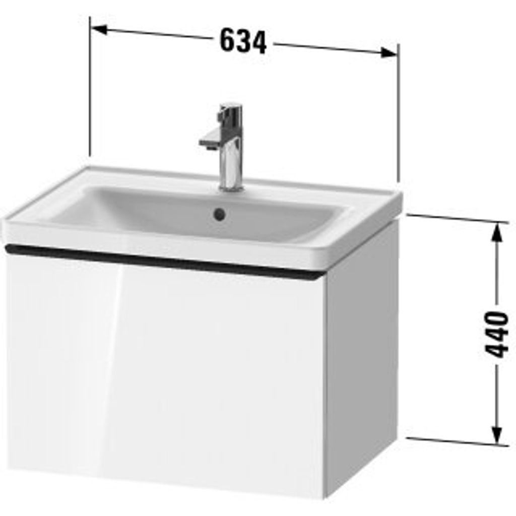 Duravit D-Neo Waschtischunterbau wandhängend, 634x440x452mm, 1 Auszug, mit Griff Chrom, DE4254010550000