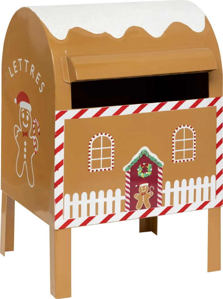 Boîte à lettres Père Noël en métal 34cm - Finition Rouge Brillante