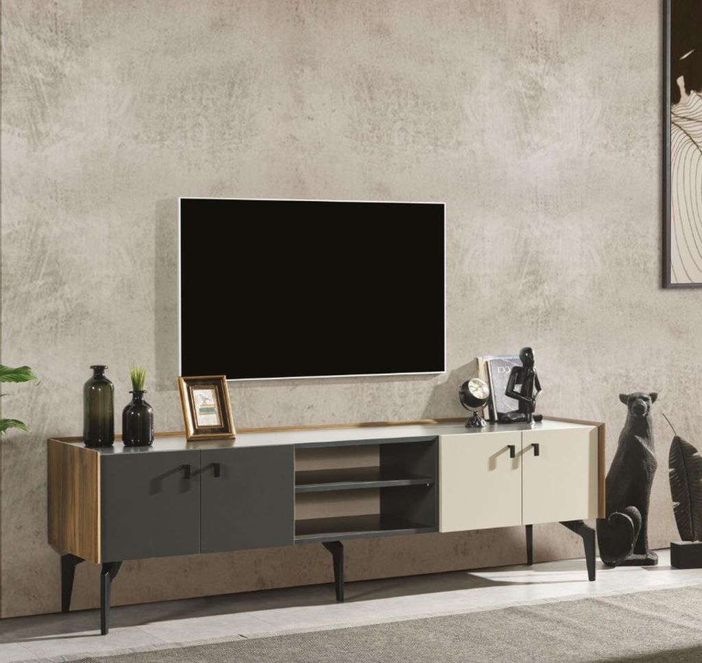 Modern Wohnzimmer Set TV-Ständer Design Einrichtung Neu Holz Möbel
