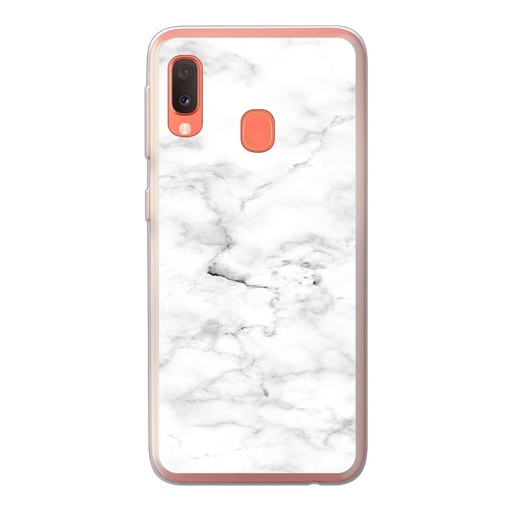 MuchoWow Handyhülle Schutzhülle Hülle für Samsung Galaxy A20e Marmor - Weiß - Grau Silikon Softcase Handy Hülle - Abdeckung
