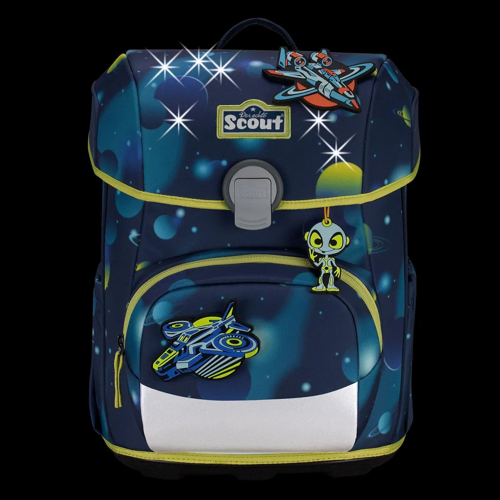 Scout Neo Planets : Sac d'école LED bleu marine - Set complet 4 pièces - 15
