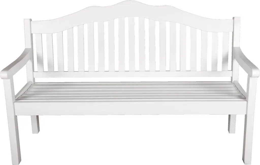 Banc extérieur en bois blanc 150cm pour terrasse et jardin de 3 places