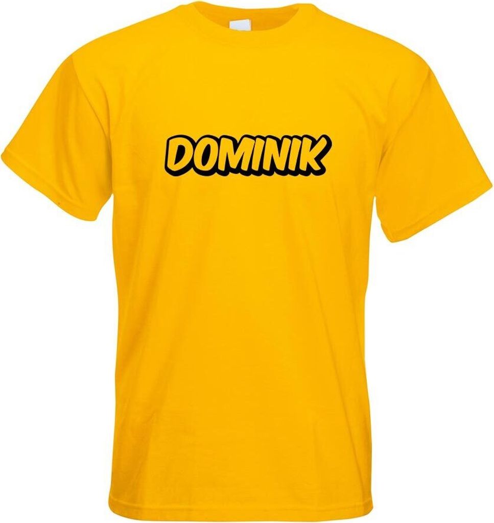 Kiwistar - T-Shirt - gelb - Dominik Vorname Jungen Motiv Bedruckt Funshirt Design Print - mit Motiv Bedruckt - Funshirt Design - Sport - Freizeit -...