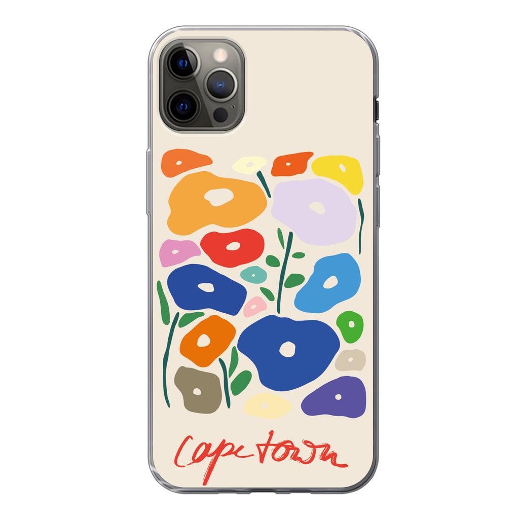MuchoWow Handyhülle Schutzhülle Hülle für iPhone 12 Pro Max Blume - Abstrakt - Südafrika Silikon Softcase Handy Hülle - Hartschale