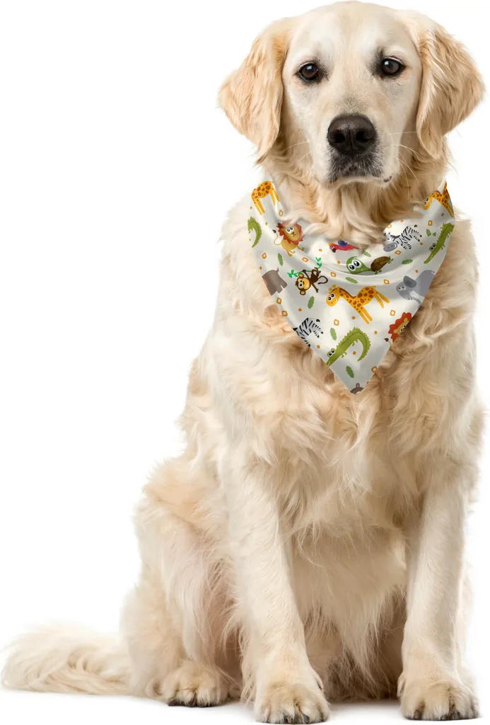 ABAKUHAUS Bandana per animali domestici con animali cartoon, Childish Fauna, 40x40 cm, multicolore