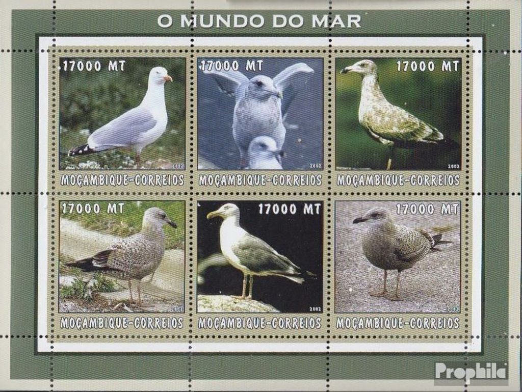 Briefmarken Mosambik 2002 Mi 2650-2655 Kleinbogen postfrisch Welt des Meeres