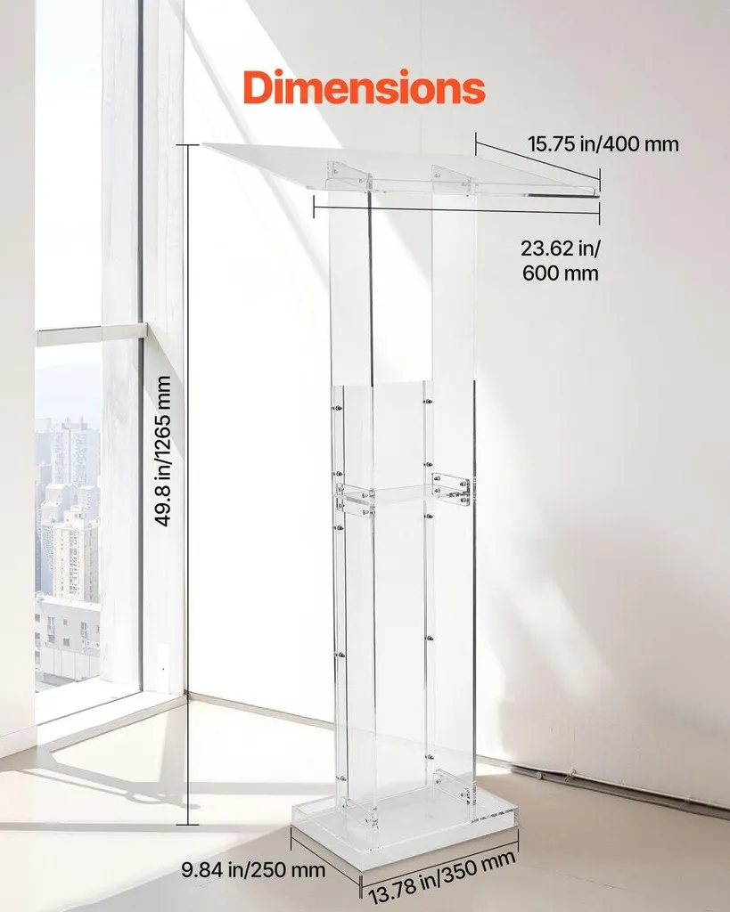 Podium Transparent Stand 50 en Acrylique Surface de Lecture Large