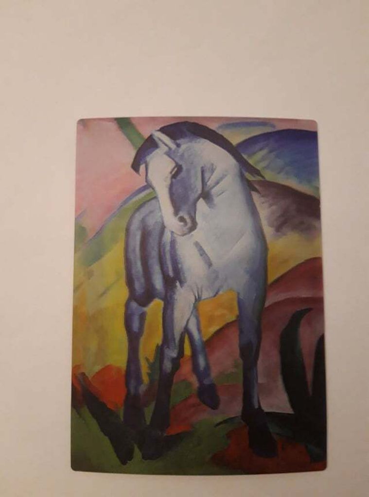 3 D Ansichtskarte Gemälde, Blaues Pferd, Franz Marc, Kunst Bild Postkarte Wackelkarte Hologrammkarte