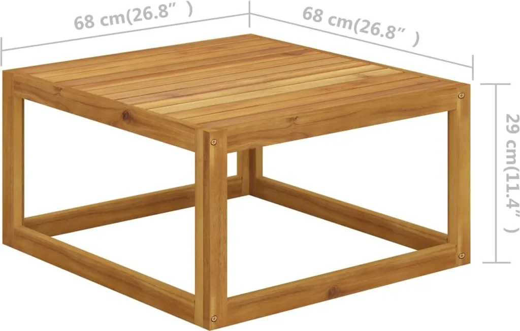 Tavolino Basso Acacia 68x68x29 cm | Design Rustico The Living Store - 5