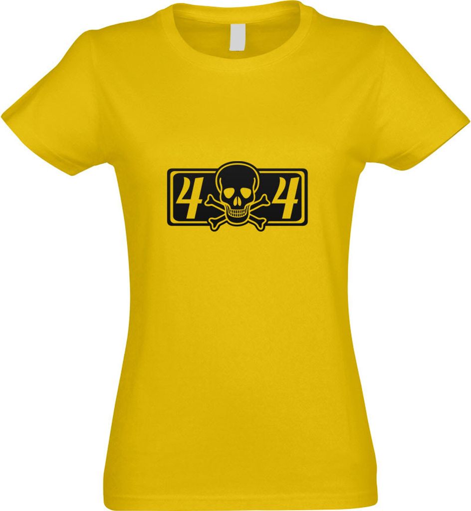 Kiwistar - T-Shirt tailliert - Damen - gelb - 4 x 4 Allrad - mit Motiv Bedruckt - Funshirt Design - Sport - Freizeit - Damen - XL