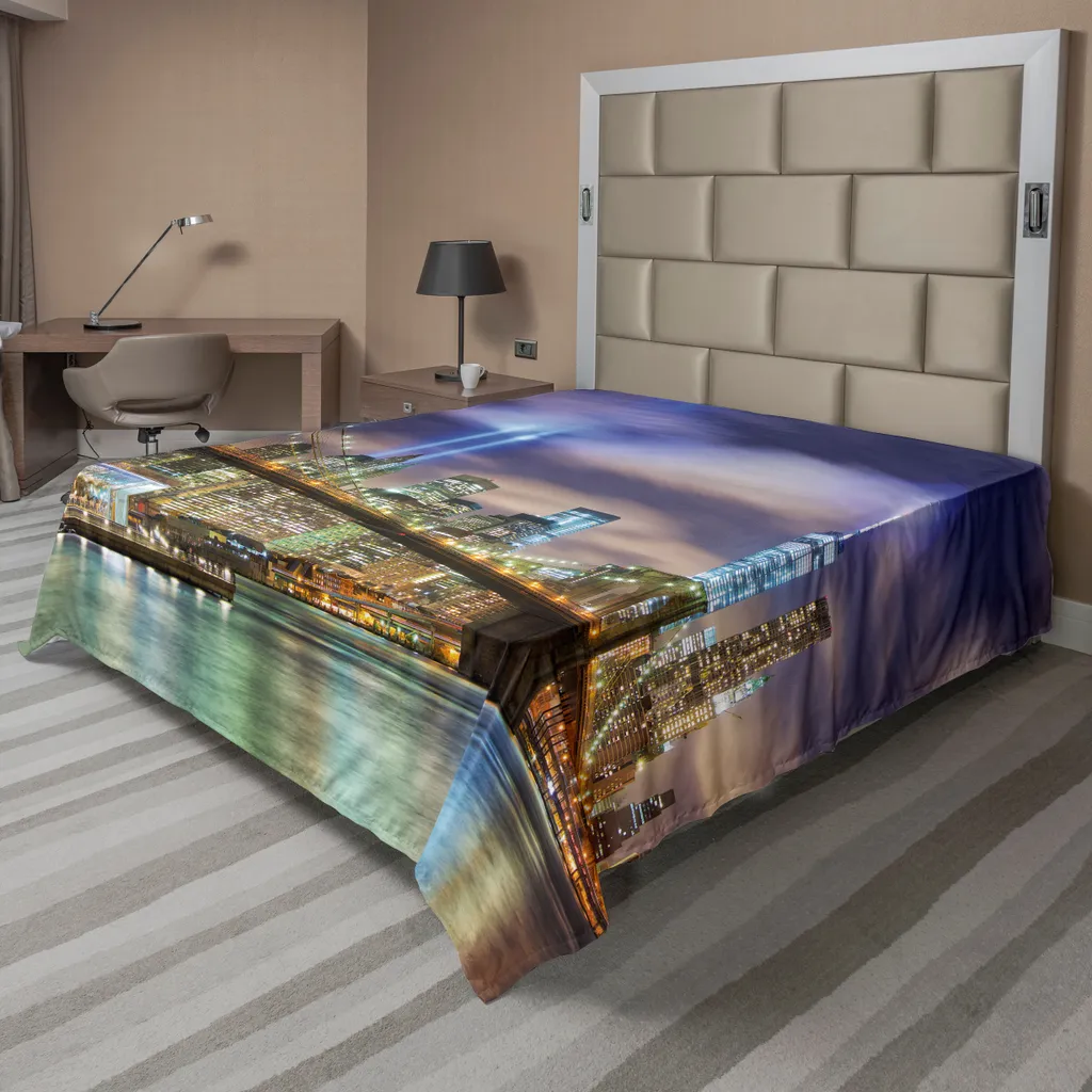 Drap de lit paysage urbain pour décoration de chambre moderne