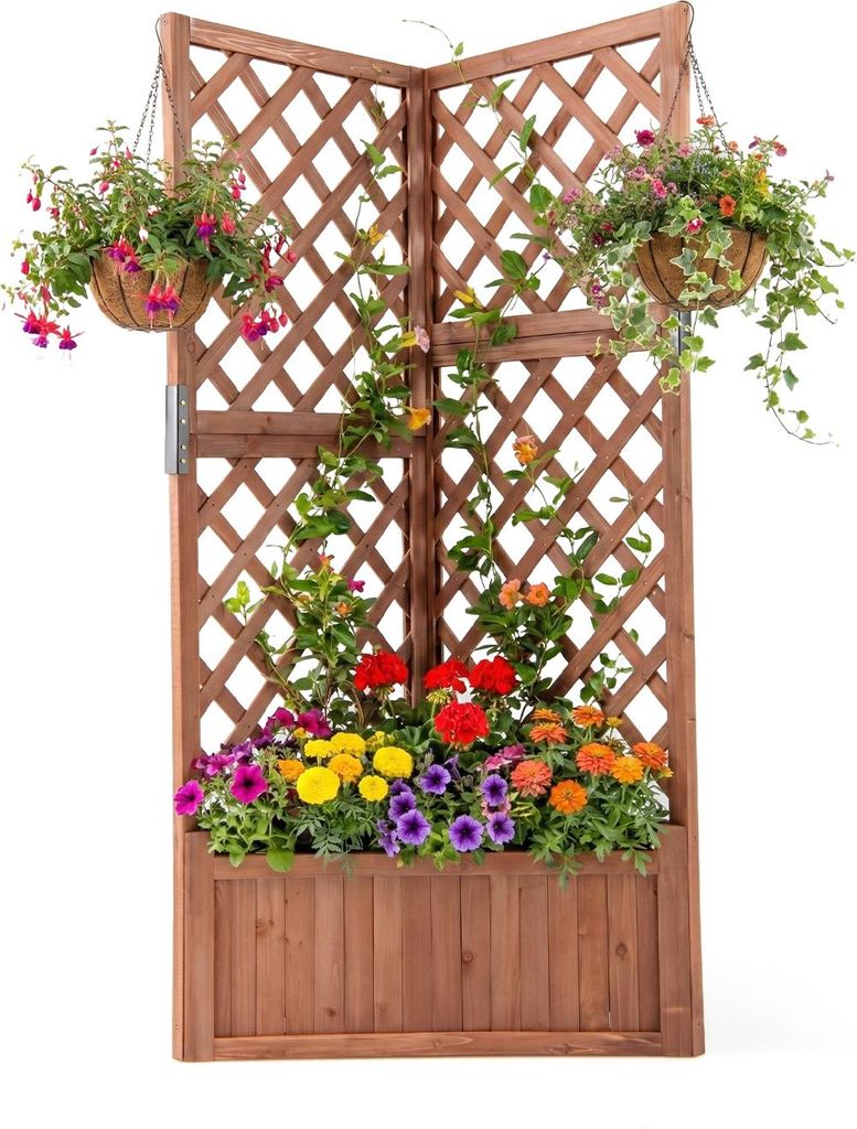 COSTWAY Jardinière, treillis, treille et trou de drainage, Image du produit 