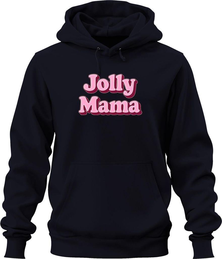 Jolly Mama Geschenk für Mama Muttertag Retro Schriftzug Pink Uni Hoodie Kapuzenpullover, Navy, XL