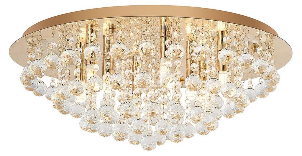 Lindby Deckenleuchte Gillion, 8-flg., gold, Kristall, Ø Produktbild 