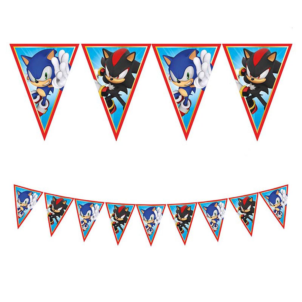 Banner Girlande Flaggen SONIC Hedgehog Sega Geburtstag Produktbild 