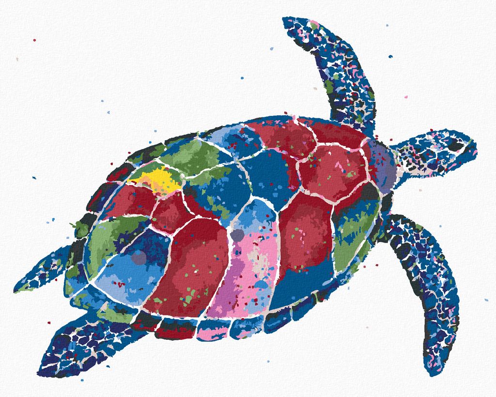 Zuty - Malen nach Zahlen - BUNTE SCHILDKRÖTE, 40x50 cm, ohne Keilrahmen