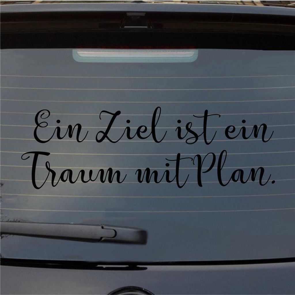 Heckscheibenaufkleber Ziel ist ein Traum mit Plan 55x18 cm Schwarz Glanz Auto Aufkleber Sticker