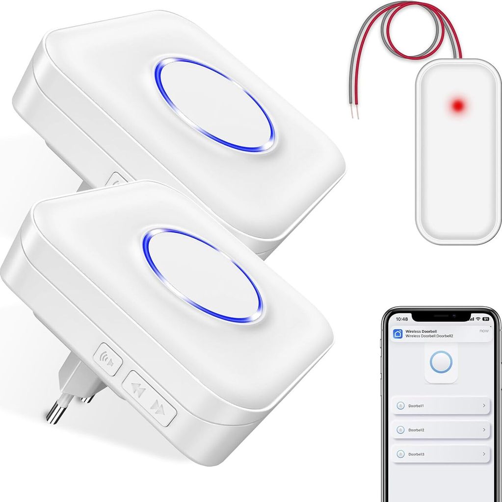 Set draadloze deurbelverlenger BITIWEND 6 32V DC 3V WLAN. Productafbeelding 