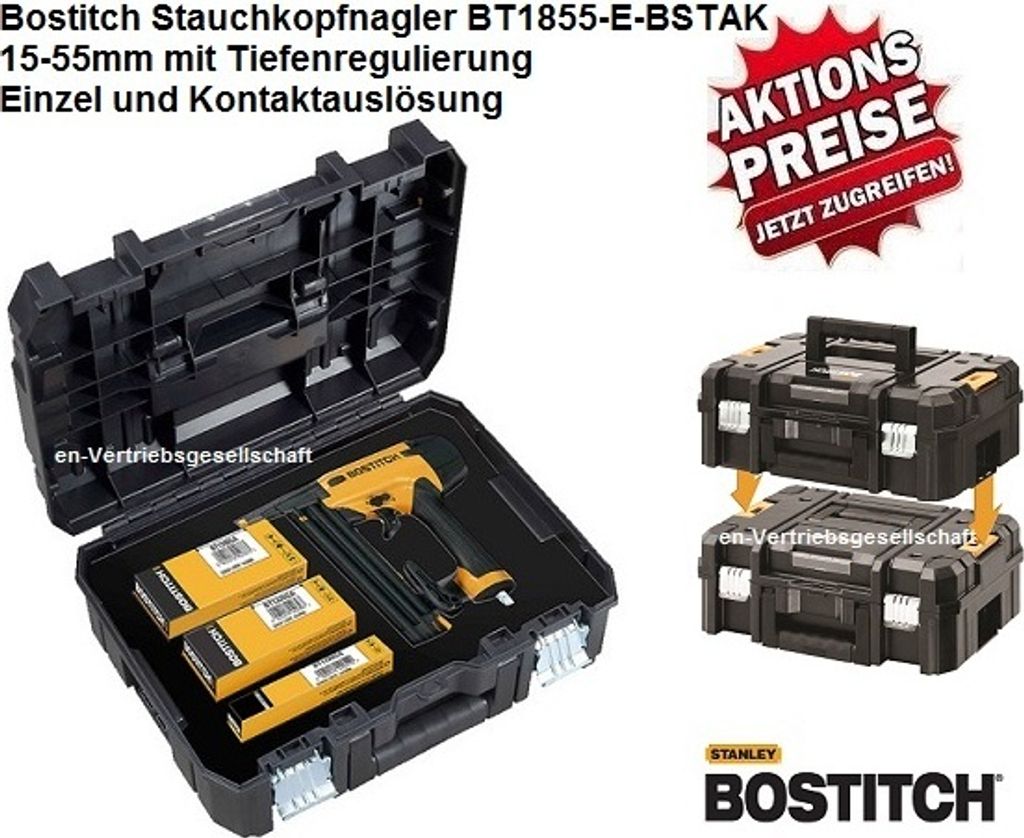 Bostitch BT1855-E-BSTAK 15-55mm Nagler Stiftnagler für Stauchkopfnägel Prebena J BR-03