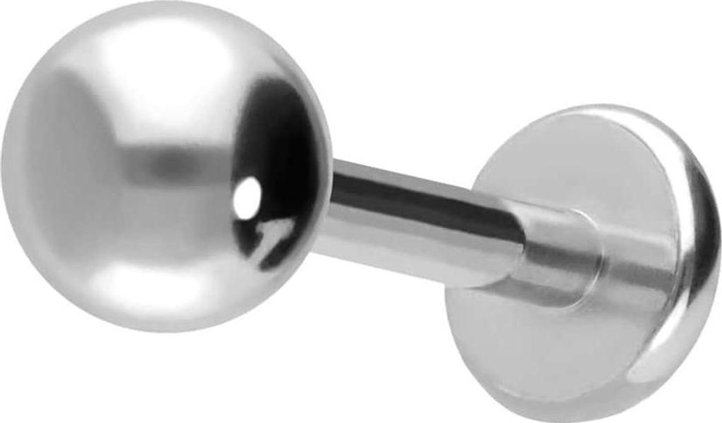 Ohrpiercing, Nasenpiercing Chirurgenstahl Labret Silber Stablänge: 9mm + Stabstärke: 1,2mm + Kugelgröße: 4mm