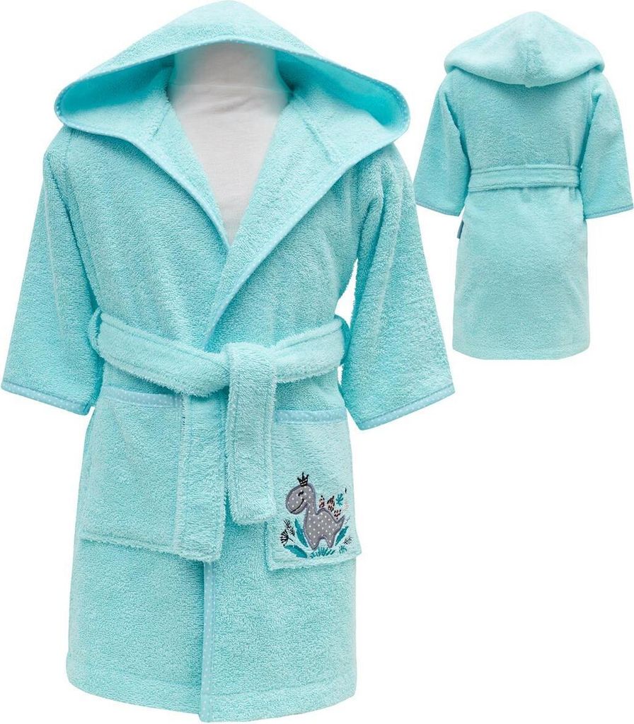 Frottee Baby Bademantel | 100% Baumwolle | Kinder Bademantel 74/80 Mint