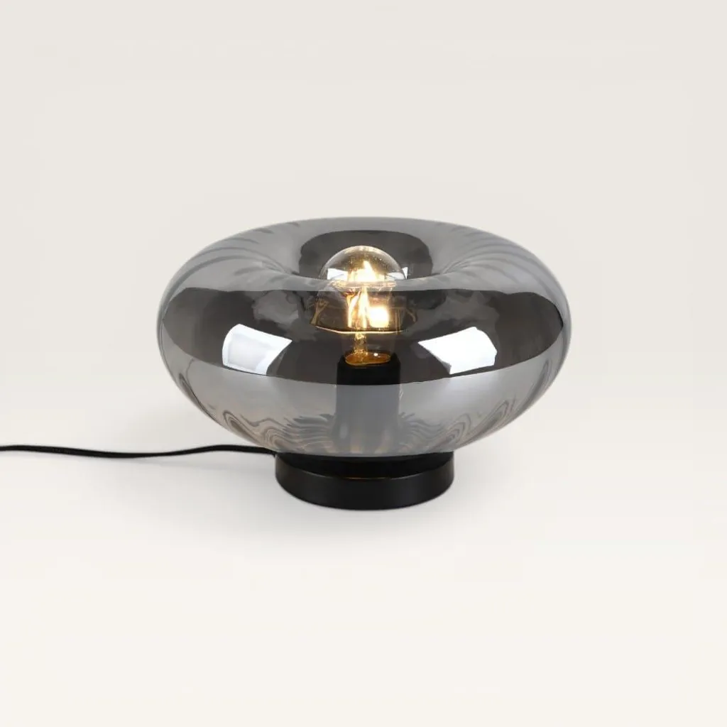 Lampe de bureau élégante LUSENZ verre fumé et métal argenté 25W IP20