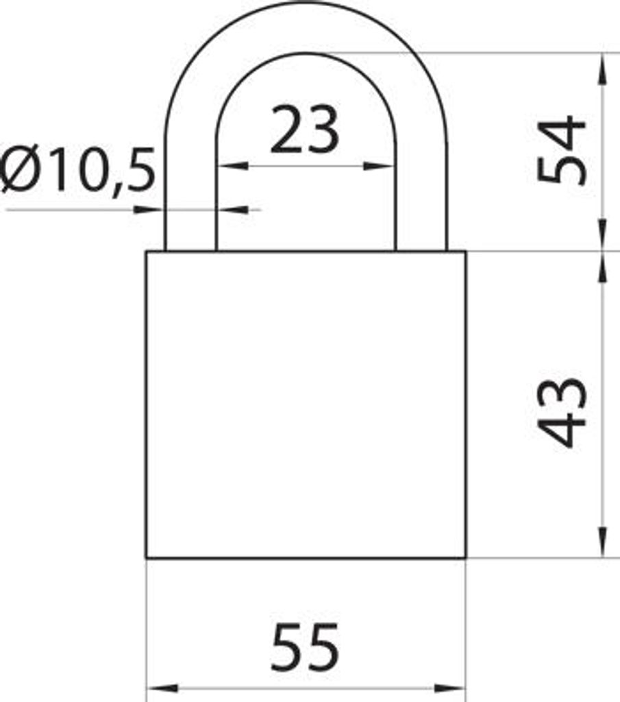 Kłódka GERDA Modus Aqua 55 mm z wydłużoną szeklą 65 mm, Zdjęcie produktu 