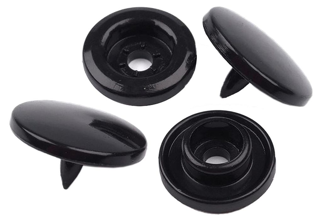50 Set farbenfrohe Druckknöpfe rund 12mm schwarz