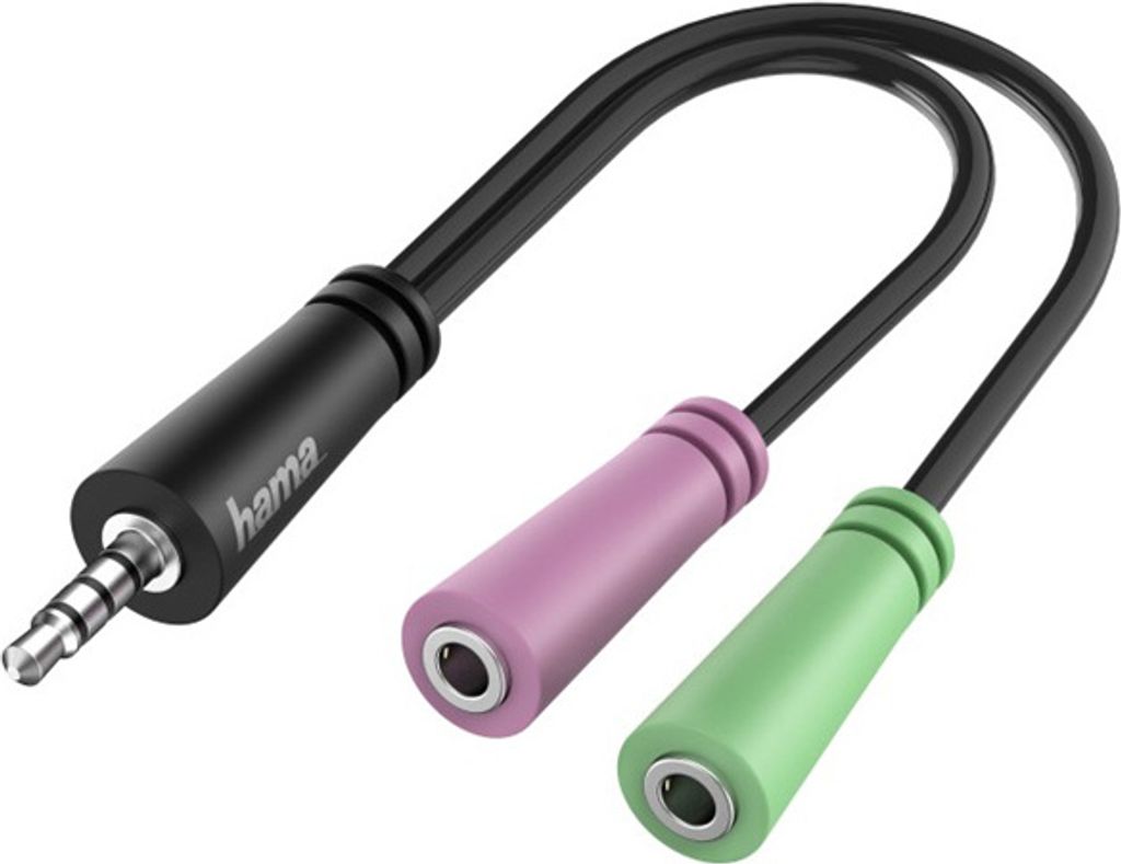 Hama - Audio-Adapter - 4-poliger Mini-Stecker (M) bis Stereo Mini-Klinkenstecker (W) - 15 cm - Schwarz