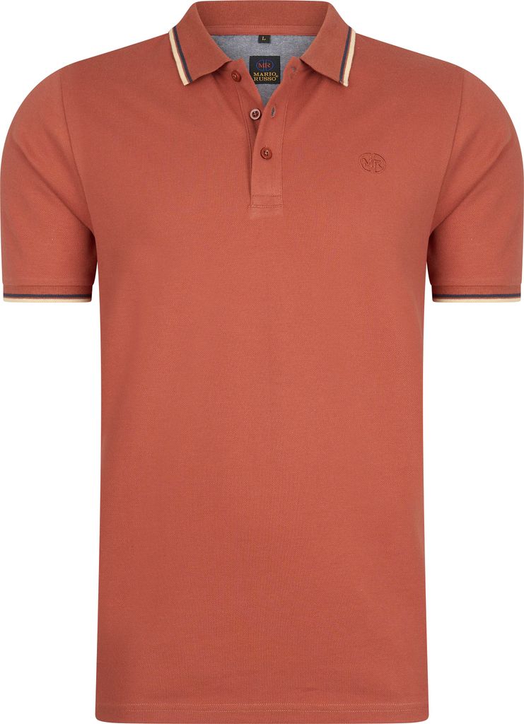 Mario Russo Poloshirt Edward – Herren-Poloshirt – Poloshirts für Herren – Baumwolle – Orange – XXL